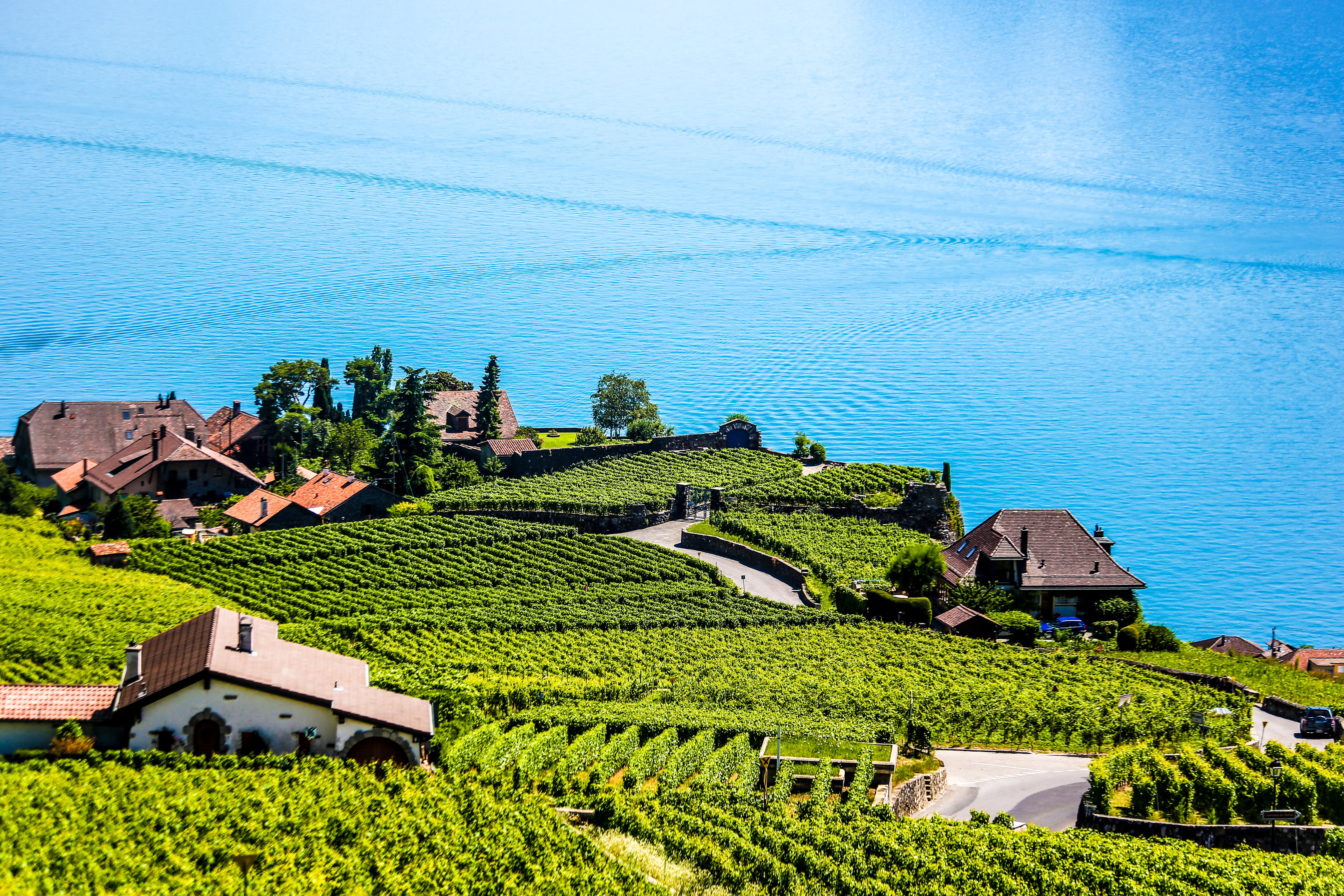 Scenic city street in Switzerland